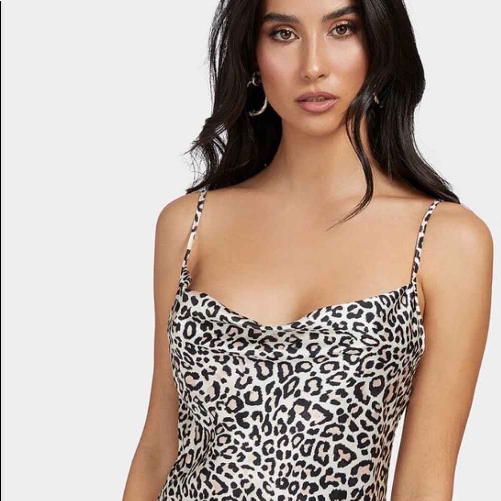 GUESS AKILINA Cowl Neck Leopard Print Dress